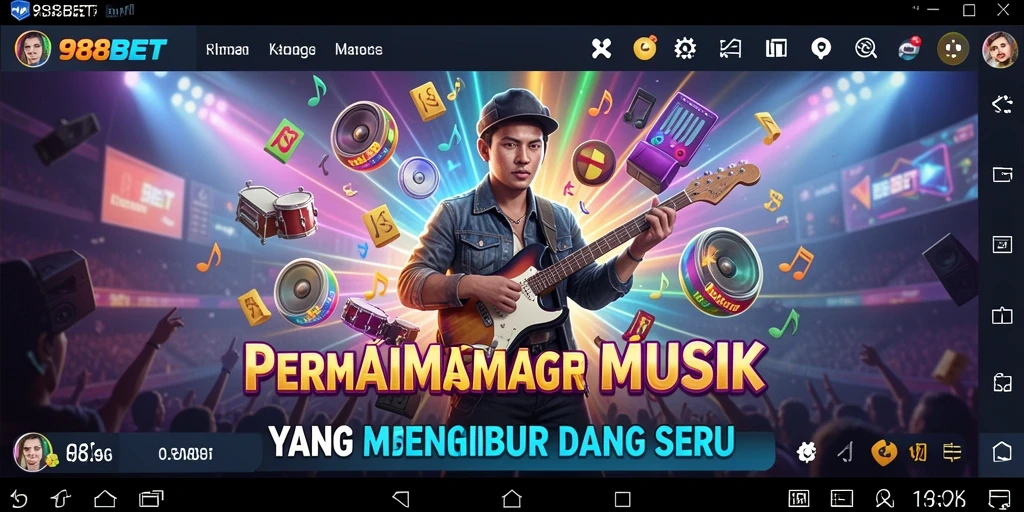 Tampilan utama gameplay 988BET dengan berbagai pilihan lagu musik.