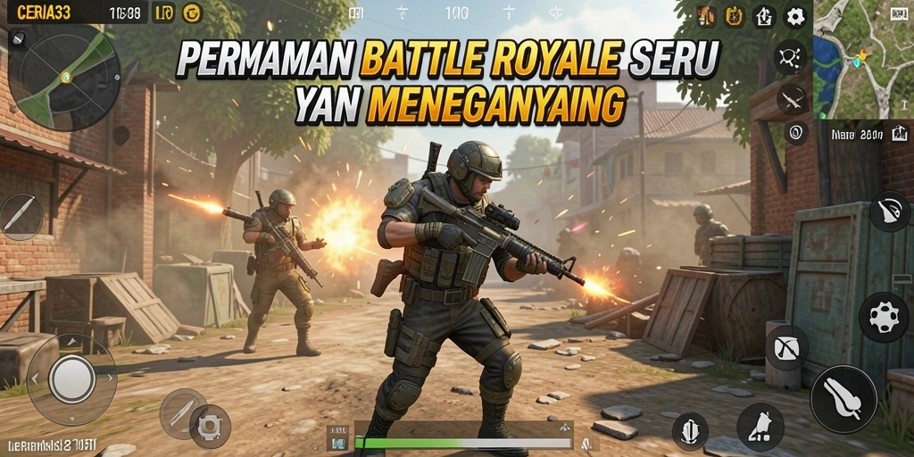 Tangkapan layar gameplay CERIA33 yang menunjukkan aksi Battle Royale yang seru.