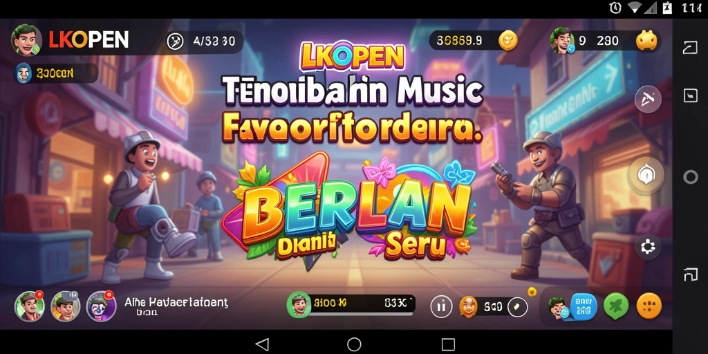 Screenshot utama LKOPEN menampilkan gameplay seru dan interaksi musik.
